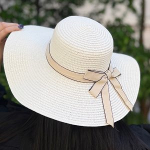 کلاه ساحلی پاپیونی سفید