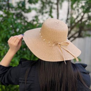 خرید کلاه ساحلی زنانه رنگ شتری